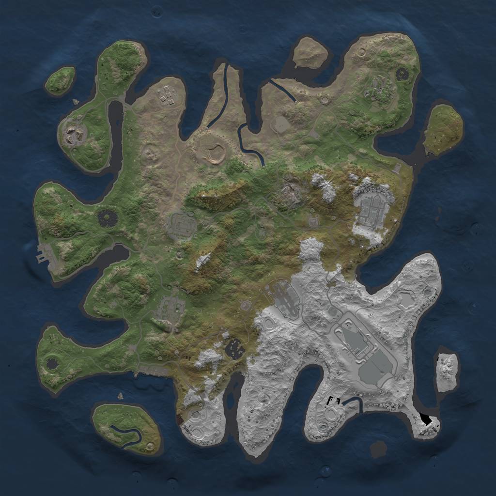 Rust Map: Procedural Map, Size: 3850, Seed: 29355, 18 Monuments