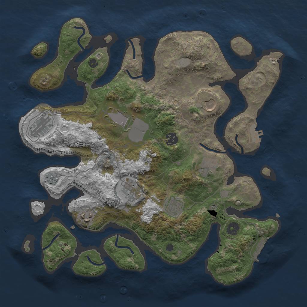Rust Map: Procedural Map, Size: 3550, Seed: 624652, 17 Monuments