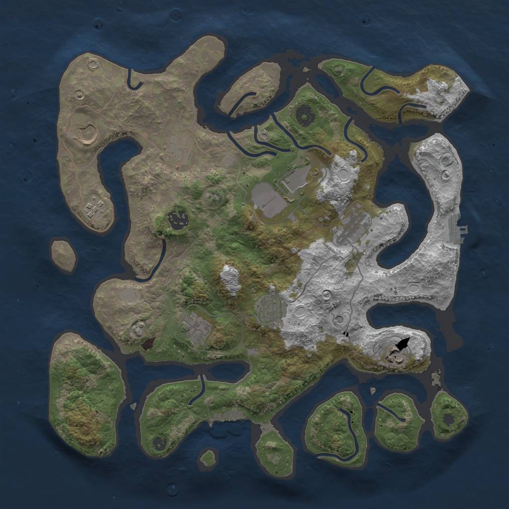 Rust Map: Procedural Map, Size: 3750, Seed: 496545343, 17 Monuments