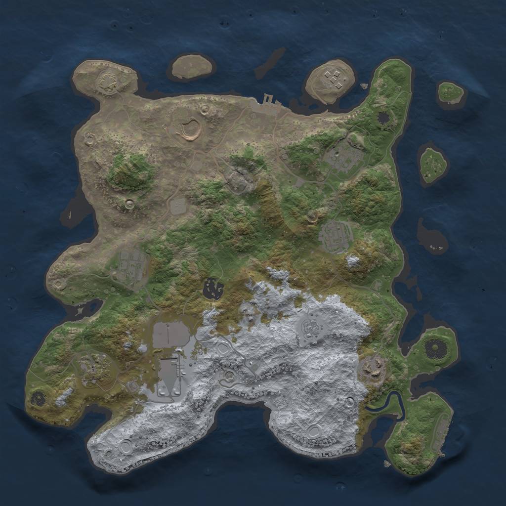 Rust Map: Procedural Map, Size: 3550, Seed: 231391, 17 Monuments
