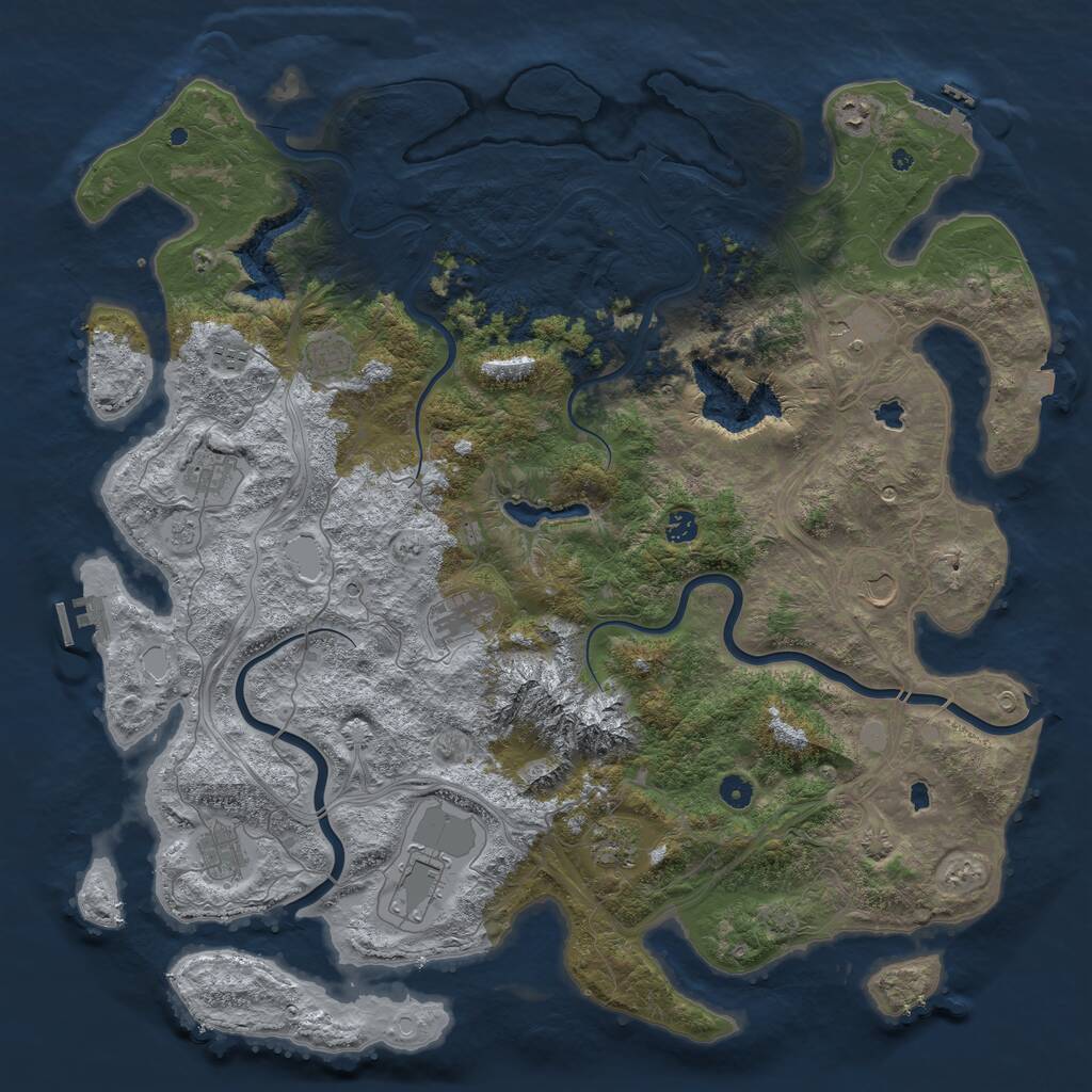 Rust Map: Procedural Map, Size: 5000, Seed: 121615437, 17 Monuments