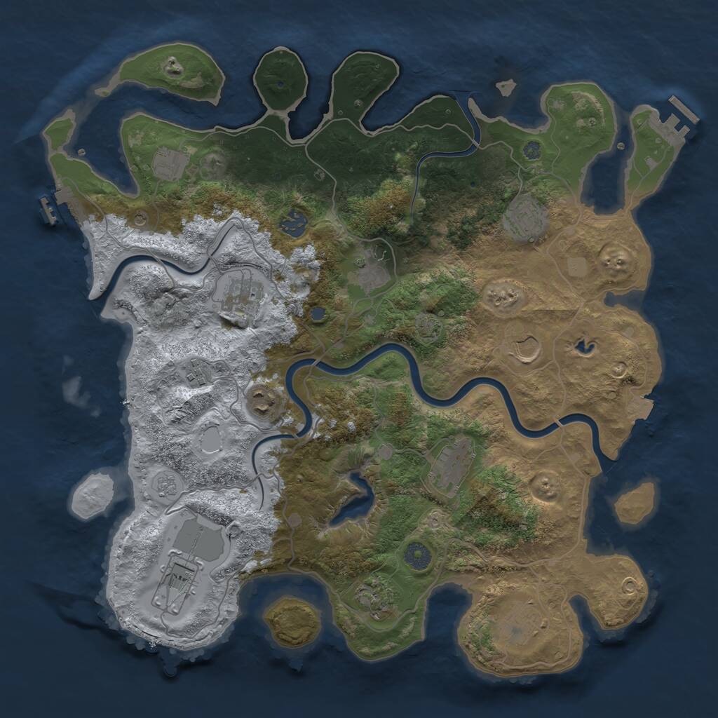 Rust Map: Procedural Map, Size: 4000, Seed: 100, 19 Monuments
