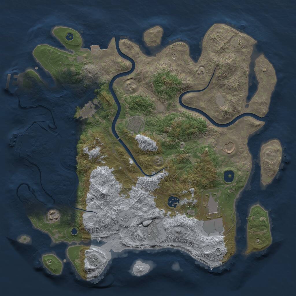 Rust Map: Procedural Map, Size: 3875, Seed: 405951385, 14 Monuments