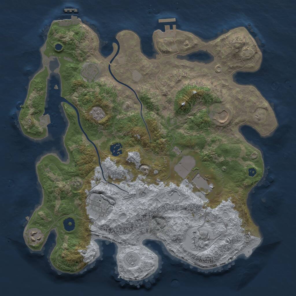 Rust Map: Procedural Map, Size: 3500, Seed: 7743097, 14 Monuments