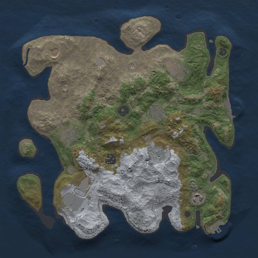 Rust Map: Procedural Map, Size: 3500, Seed: 63165023, 16 Monuments