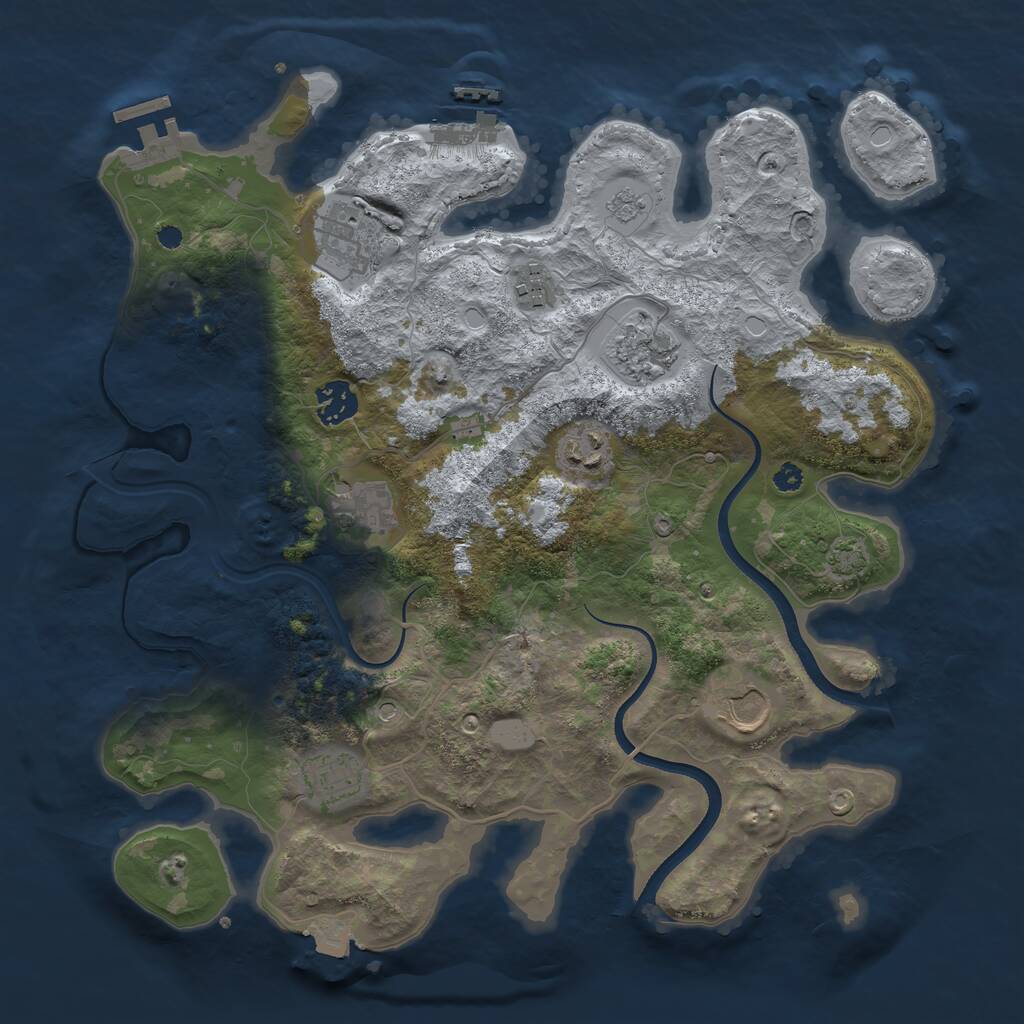 Rust Map: Procedural Map, Size: 3550, Seed: 75303, 14 Monuments