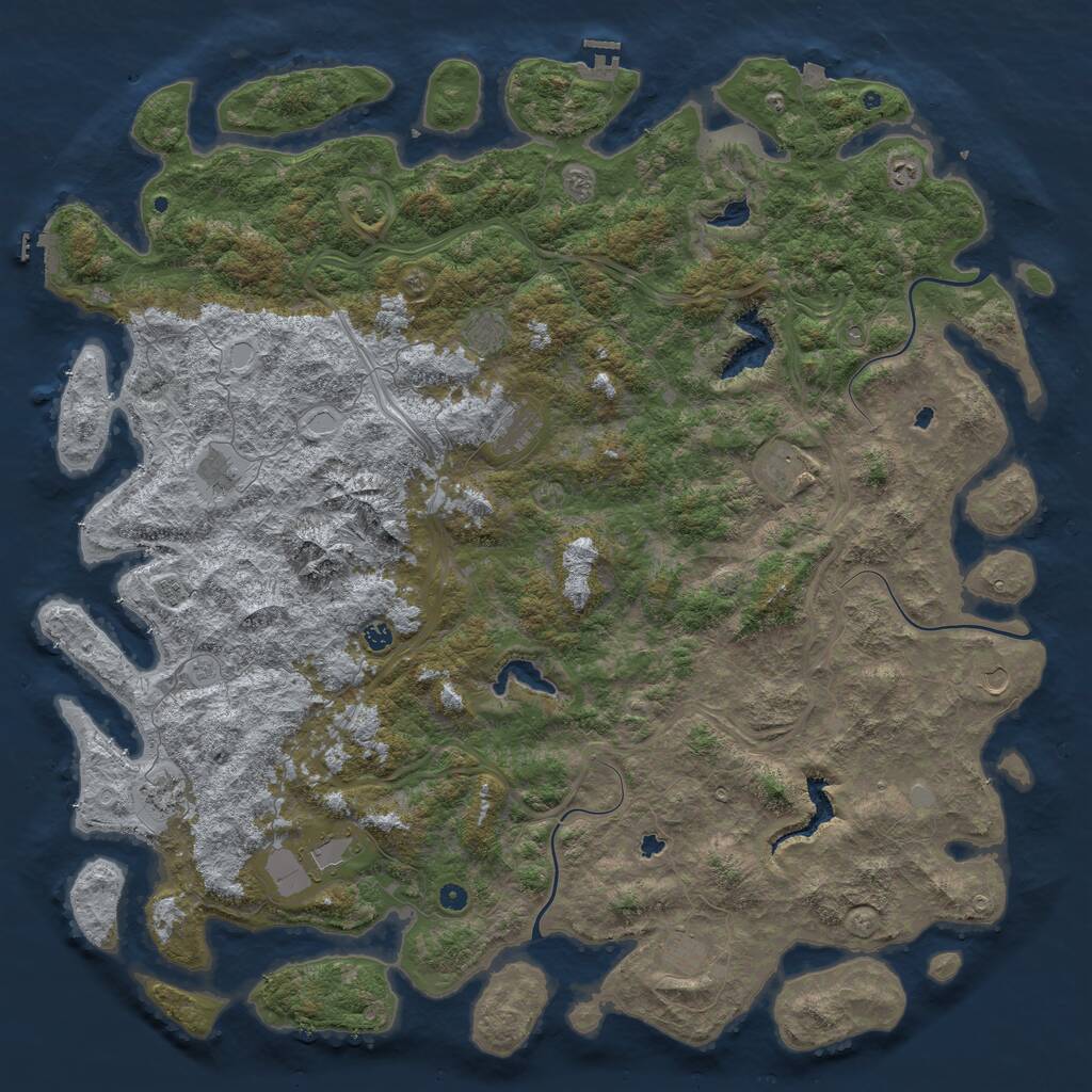 Rust Map: Procedural Map, Size: 6000, Seed: 4554, 17 Monuments