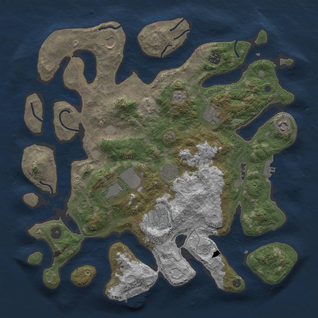 Rust Map: Procedural Map, Size: 4050, Seed: 666, 16 Monuments