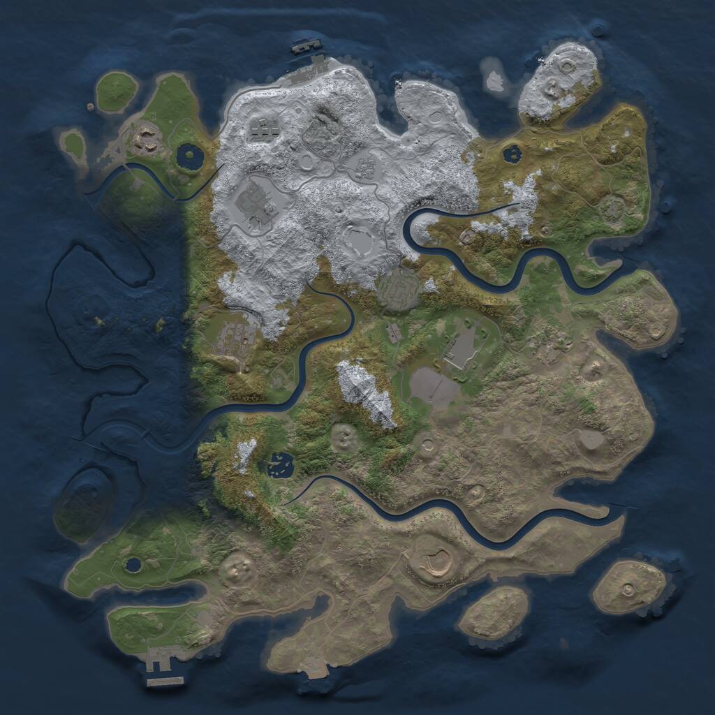Rust Map: Procedural Map, Size: 3950, Seed: 2030863314, 15 Monuments