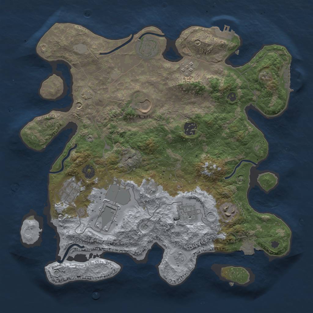 Rust Map: Procedural Map, Size: 3500, Seed: 5201314, 16 Monuments