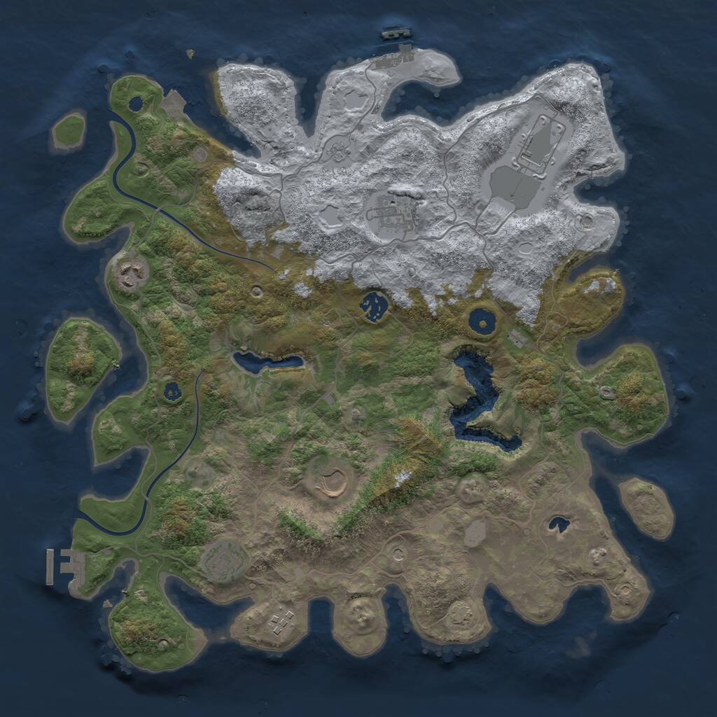 Rust Map: Procedural Map, Size: 4000, Seed: 2147483645, 13 Monuments