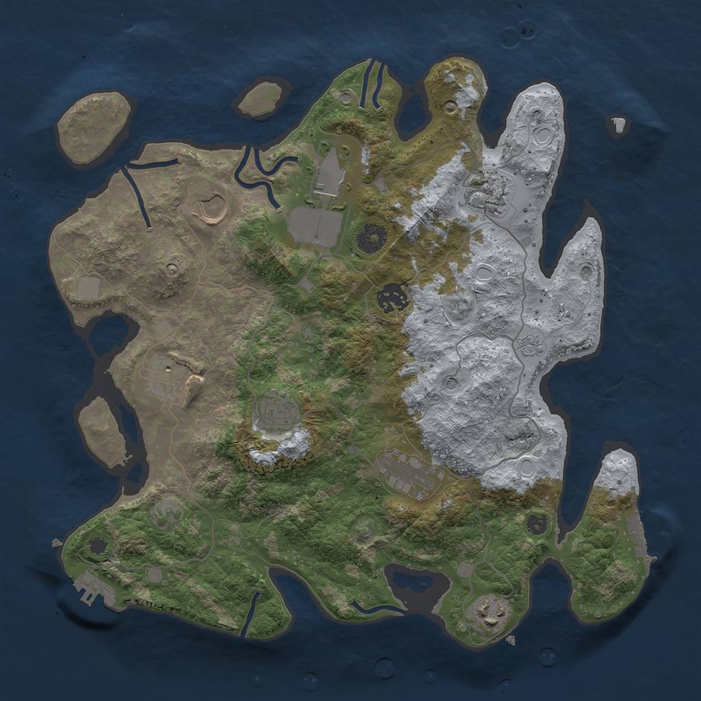 Rust Map: Procedural Map, Size: 3500, Seed: 1579613488, 15 Monuments