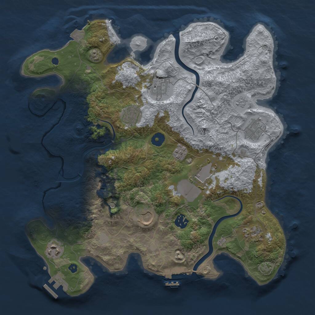 Rust Map: Procedural Map, Size: 3550, Seed: 939816, 15 Monuments