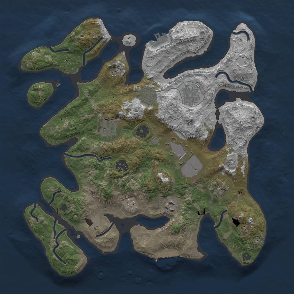 Rust Map: Procedural Map, Size: 3550, Seed: 939816, 16 Monuments