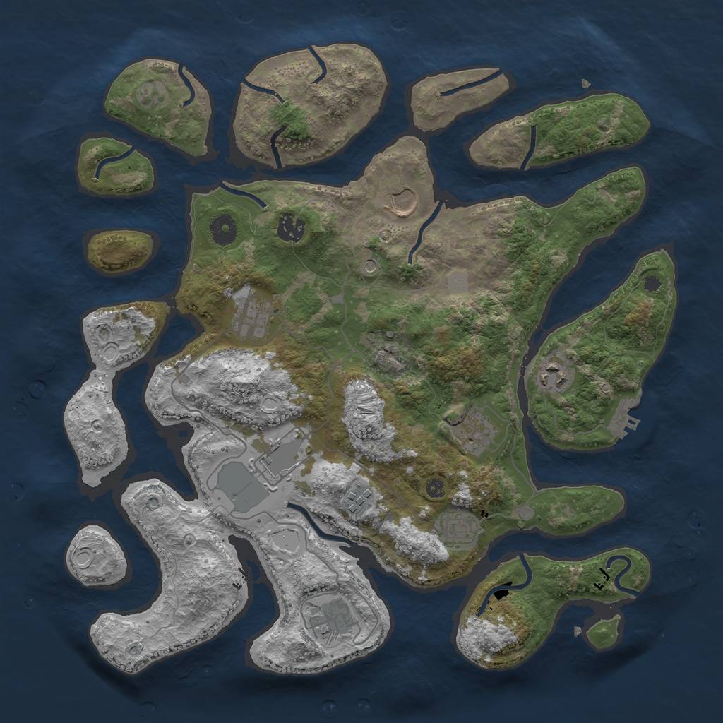 Rust Map: Procedural Map, Size: 3800, Seed: 184, 16 Monuments