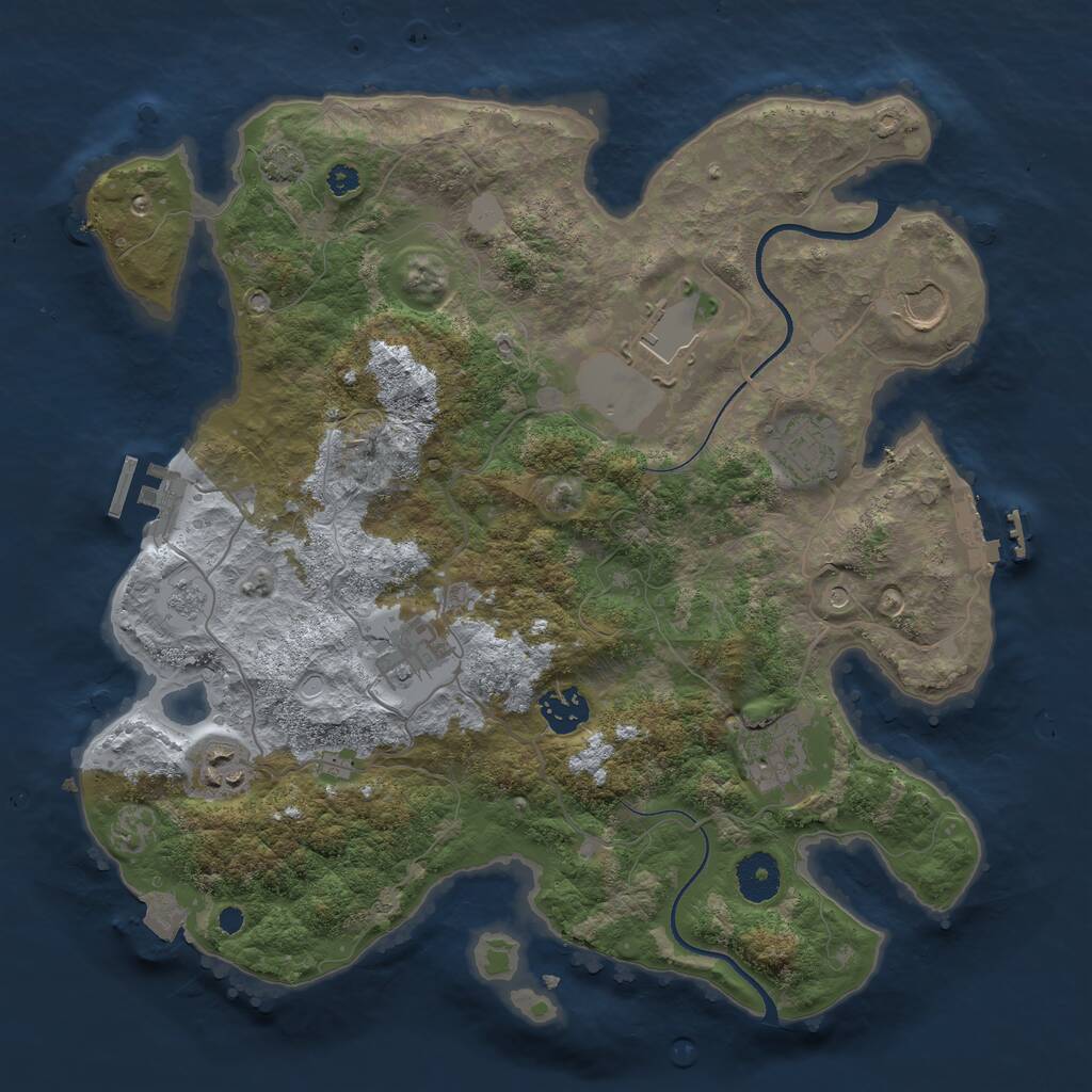 Rust Map: Procedural Map, Size: 3500, Seed: 1984, 13 Monuments