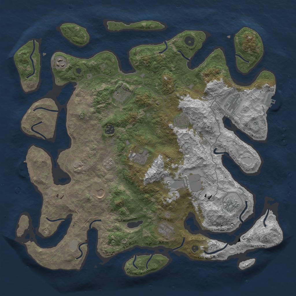 Rust Map: Procedural Map, Size: 4500, Seed: 1222033488, 19 Monuments