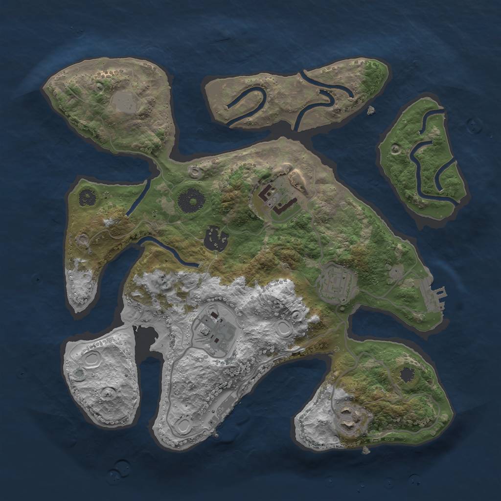 Rust Map: Procedural Map, Size: 3000, Seed: 33, 12 Monuments