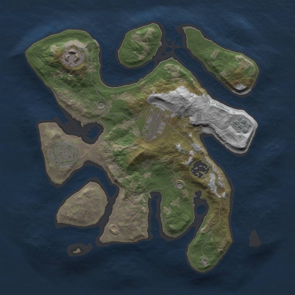 Rust Map: Barren, Size: 2700, Seed: 650, 8 Monuments