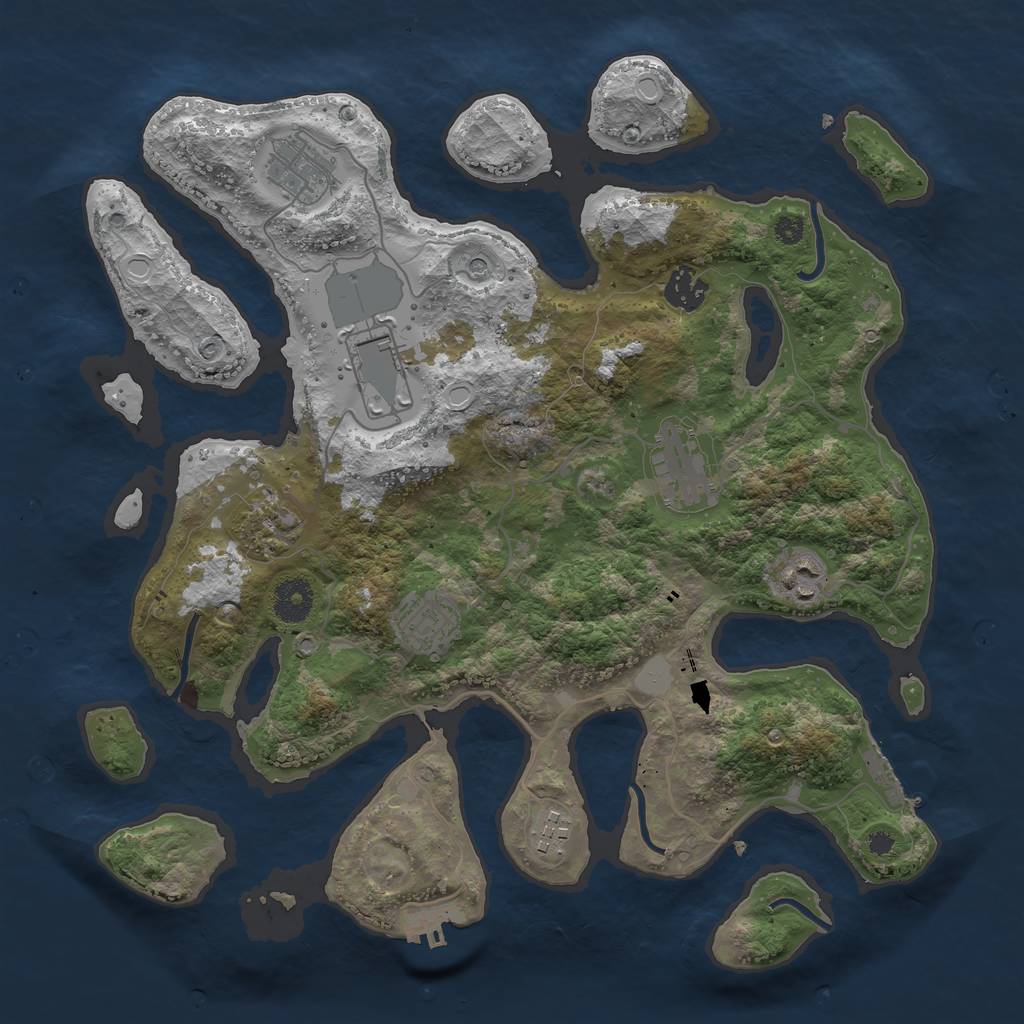 Rust Map: Procedural Map, Size: 3600, Seed: 20221234, 16 Monuments