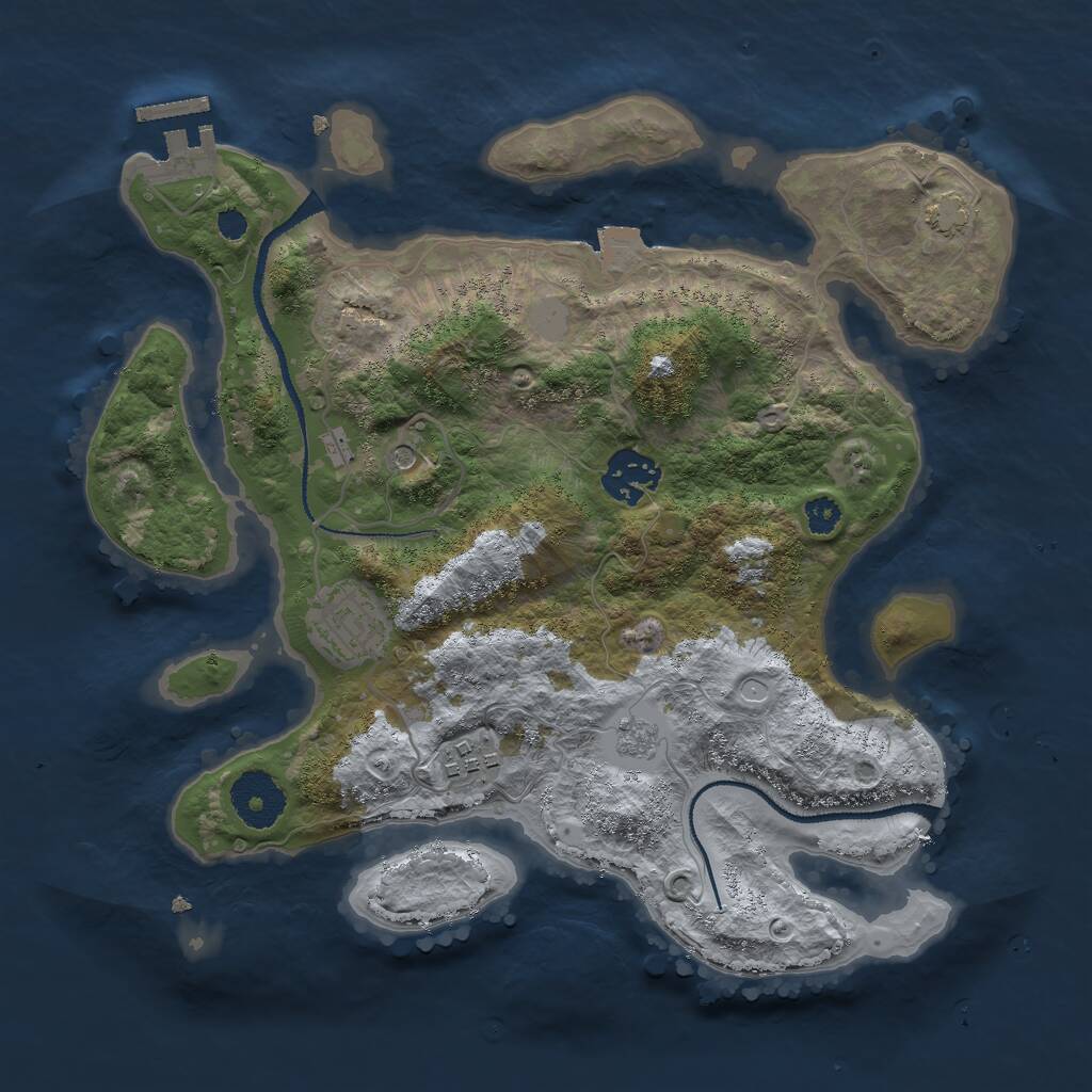 Rust Map: Procedural Map, Size: 3000, Seed: 16129555, 8 Monuments