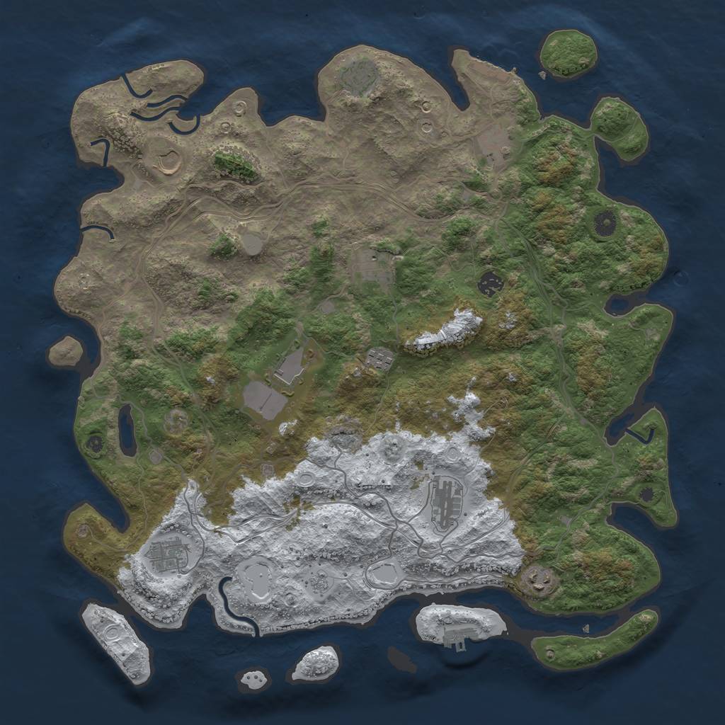 Rust Map: Procedural Map, Size: 4500, Seed: 57238471, 19 Monuments