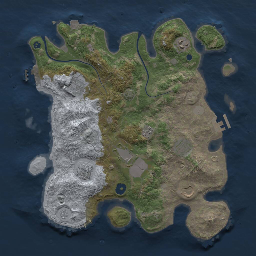 Rust Map: Procedural Map, Size: 3500, Seed: 100, 13 Monuments