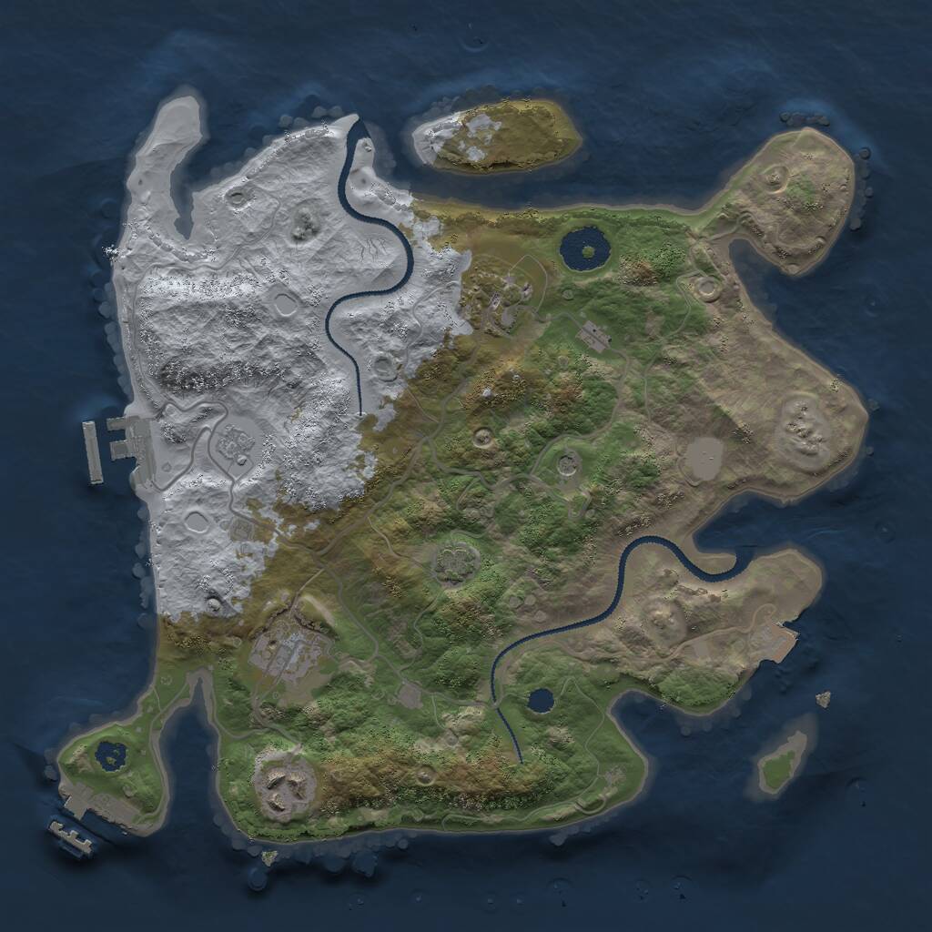 Rust Map: Procedural Map, Size: 3000, Seed: 165444959, 9 Monuments