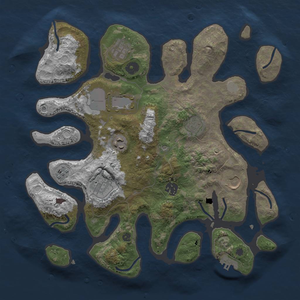 Rust Map: Procedural Map, Size: 3500, Seed: 720228861, 15 Monuments