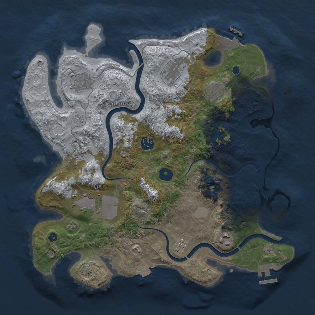 Rust Map: Procedural Map, Size: 3500, Seed: 35413456, 14 Monuments