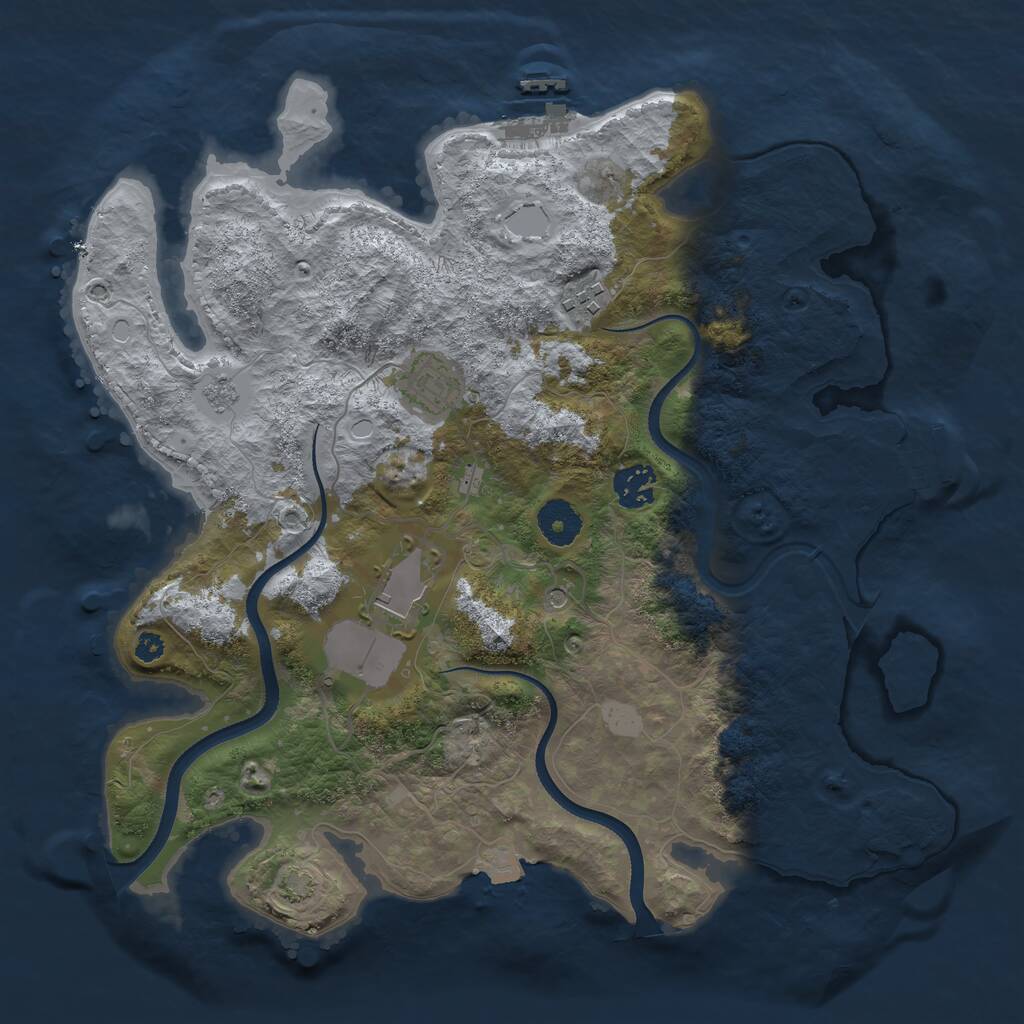 Rust Map: Procedural Map, Size: 3500, Seed: 35413456, 10 Monuments