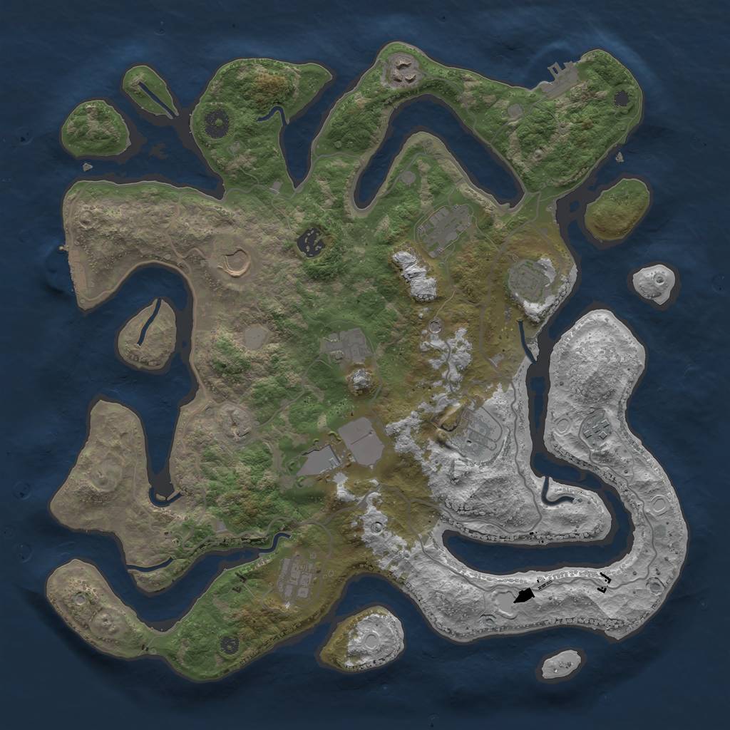 Rust Map: Procedural Map, Size: 4000, Seed: 122421, 18 Monuments