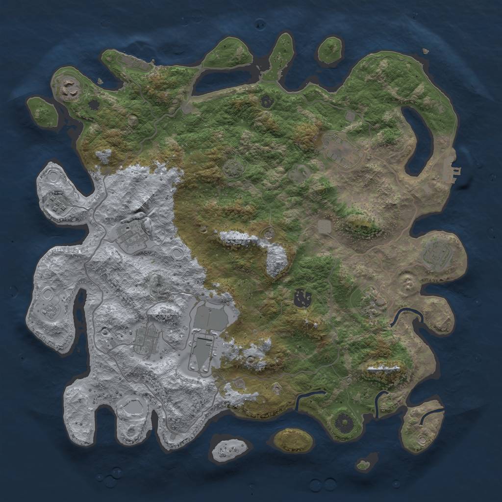 Rust Map: Procedural Map, Size: 4000, Seed: 438714, 17 Monuments