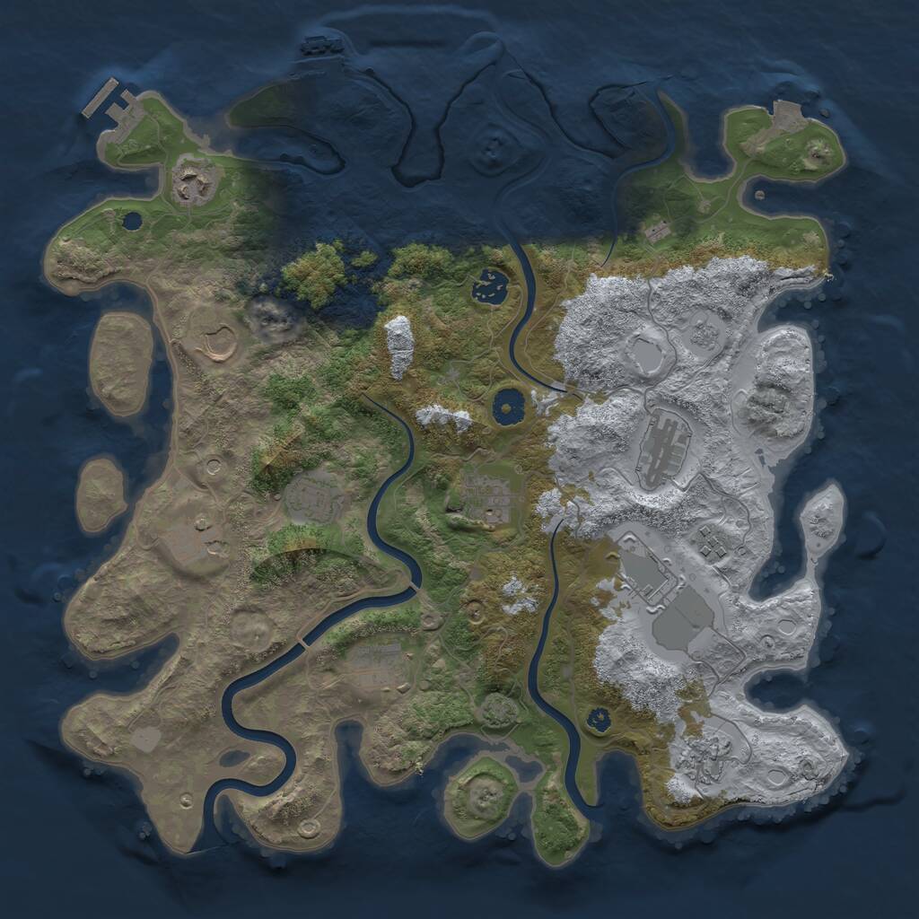 Rust Map: Procedural Map, Size: 3900, Seed: 45245, 17 Monuments
