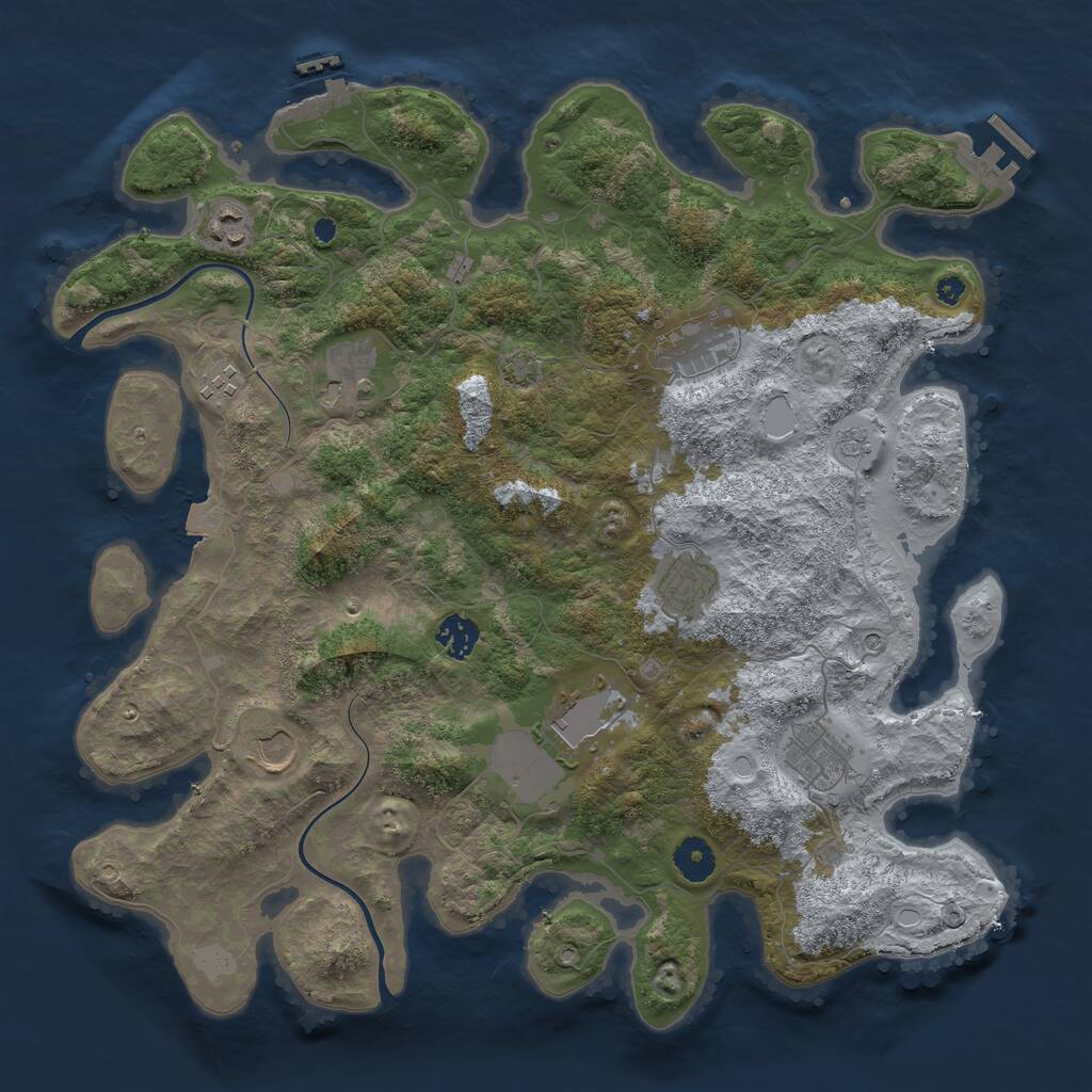 Rust Map: Procedural Map, Size: 3900, Seed: 45245, 15 Monuments