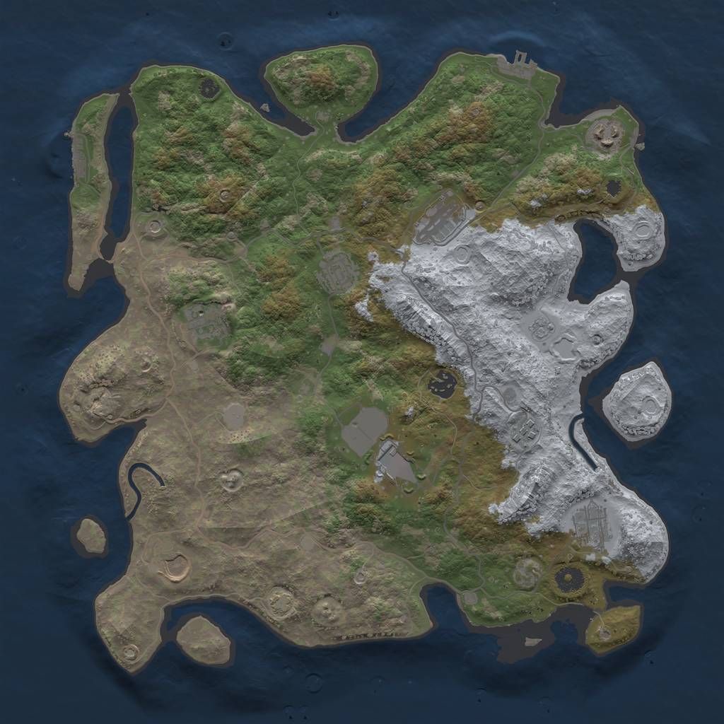 Rust Map: Procedural Map, Size: 4000, Seed: 12242021, 17 Monuments
