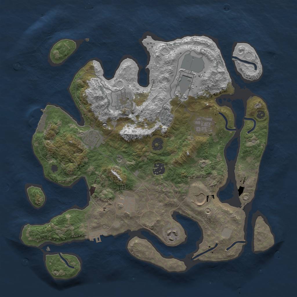 Rust Map: Procedural Map, Size: 3550, Seed: 960582, 17 Monuments