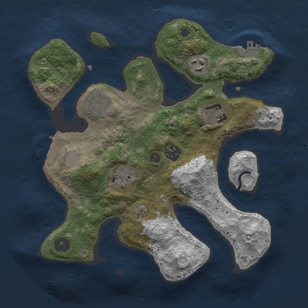 Rust Map: Procedural Map, Size: 3000, Seed: 16672318, 12 Monuments