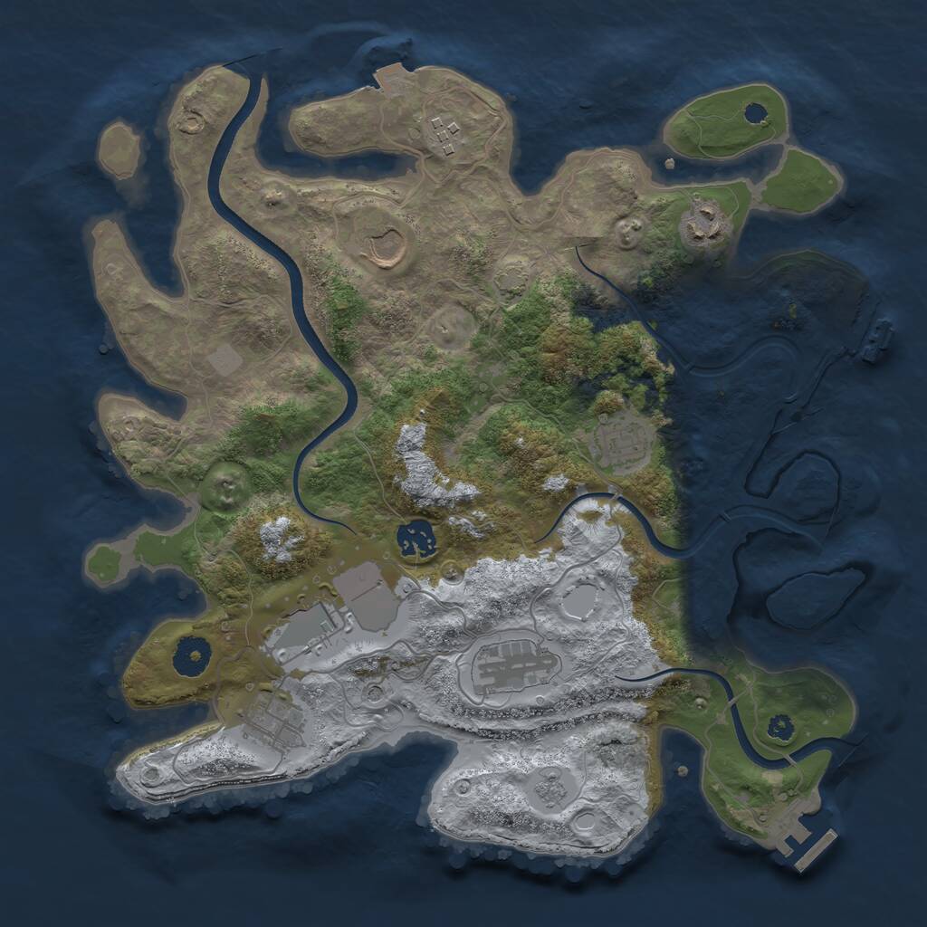 Rust Map: Procedural Map, Size: 3550, Seed: 488064, 14 Monuments