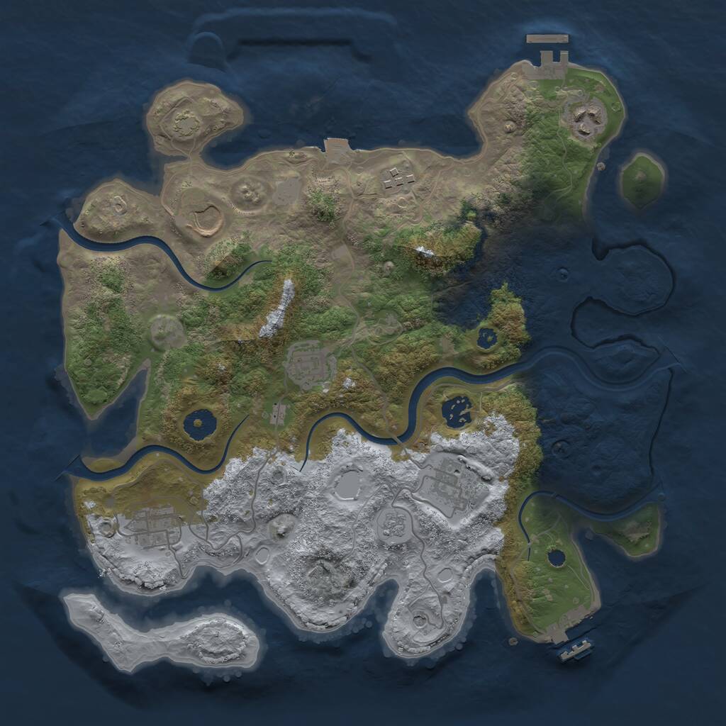 Rust Map: Procedural Map, Size: 3500, Seed: 52843123, 13 Monuments