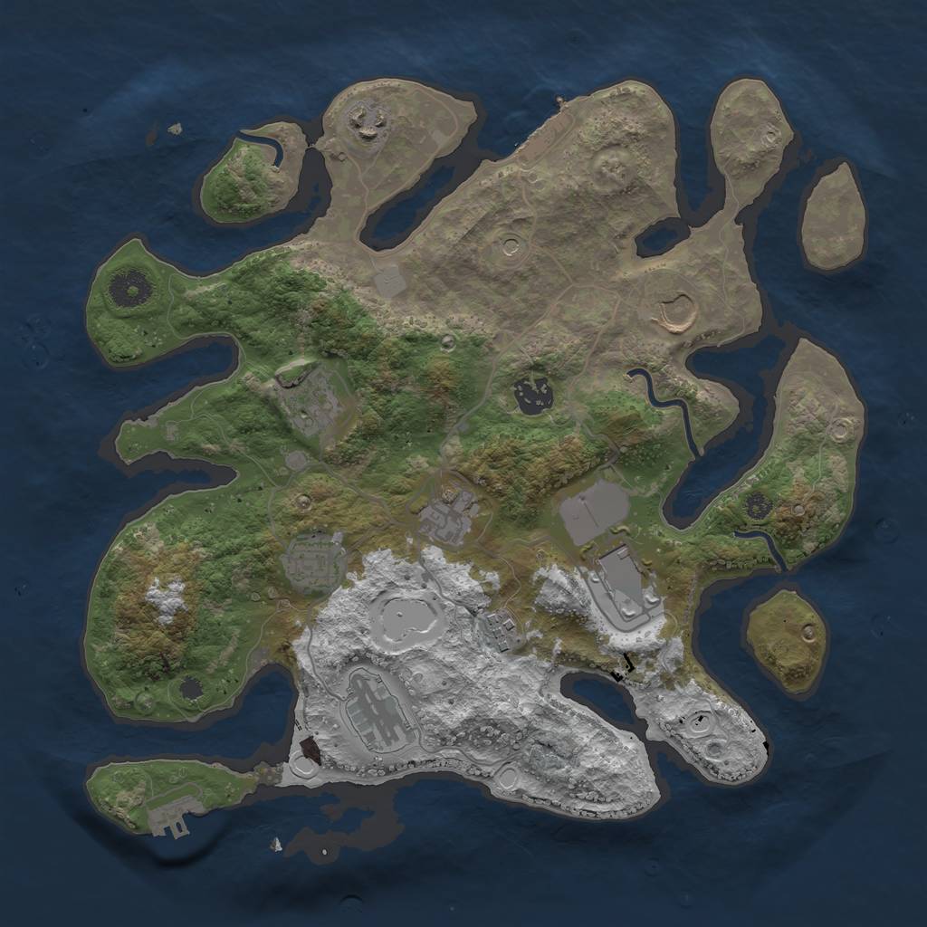 Rust Map: Procedural Map, Size: 3550, Seed: 718394558, 17 Monuments