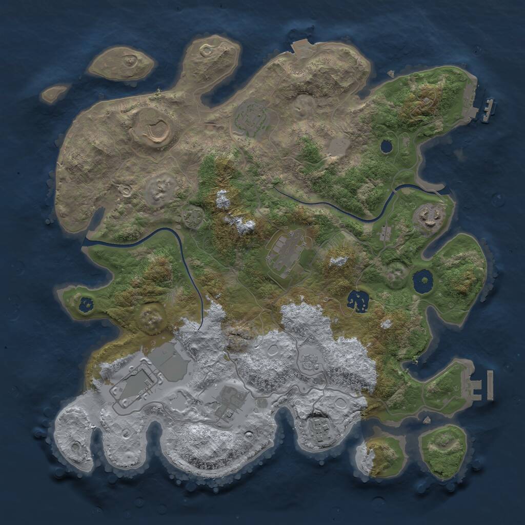 Rust Map: Procedural Map, Size: 3500, Seed: 45338, 13 Monuments