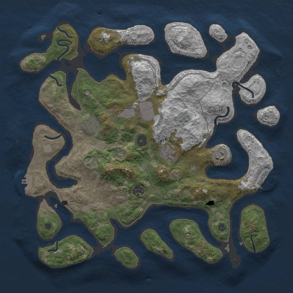 Rust Map: Procedural Map, Size: 4000, Seed: 5000, 14 Monuments