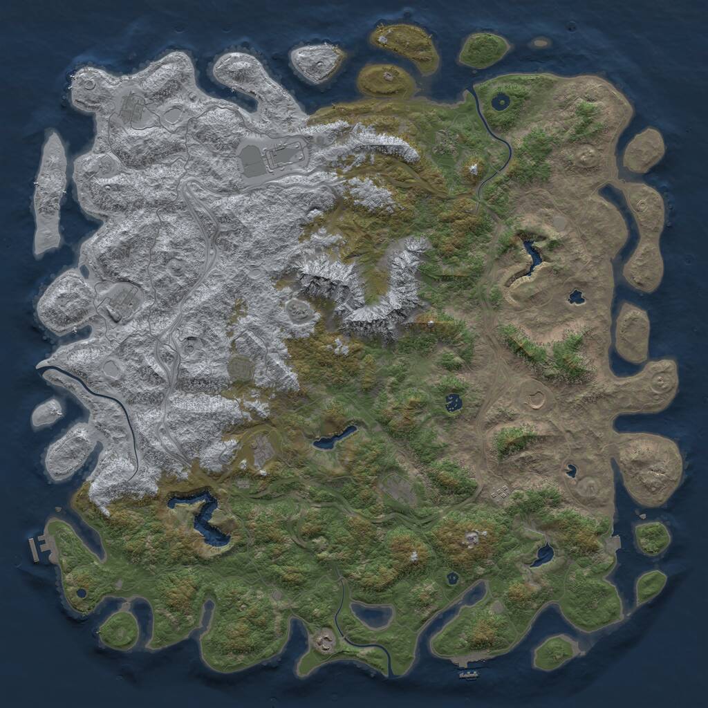 Rust Map: Procedural Map, Size: 6000, Seed: 612351, 17 Monuments