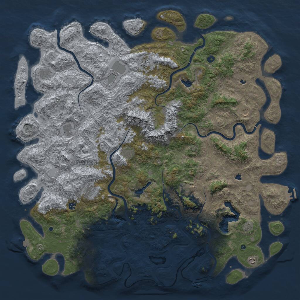 Rust Map: Procedural Map, Size: 6000, Seed: 612351, 17 Monuments