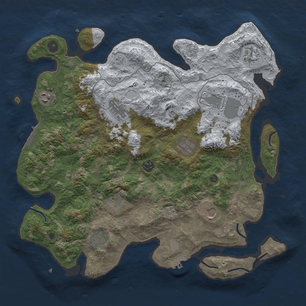 Rust Map: Procedural Map, Size: 4050, Seed: 959936864, 19 Monuments