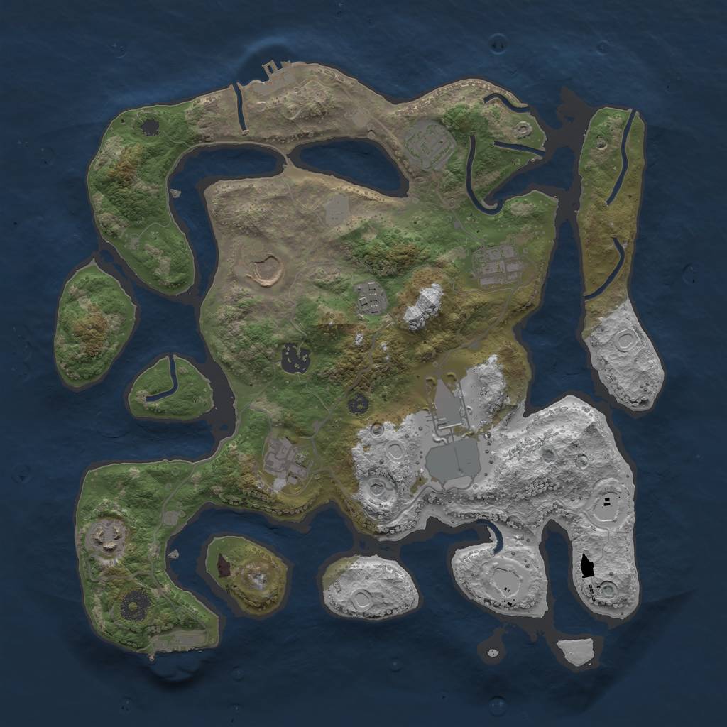 Rust Map: Procedural Map, Size: 3550, Seed: 138781, 16 Monuments