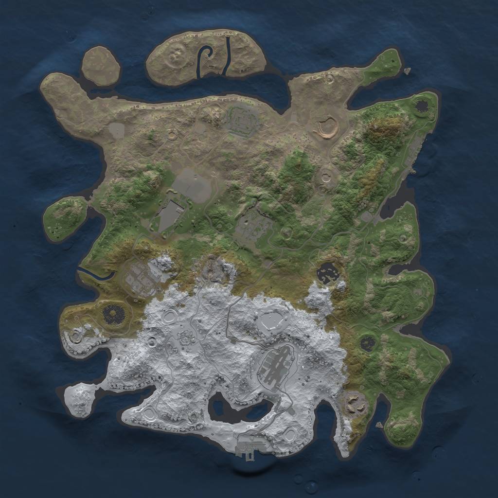 Rust Map: Procedural Map, Size: 3500, Seed: 773416, 17 Monuments