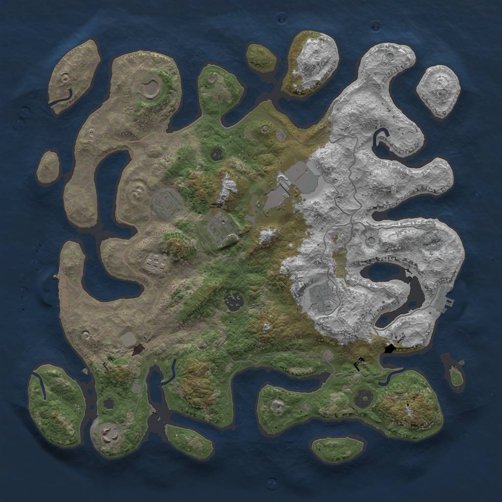 Rust Map: Procedural Map, Size: 4000, Seed: 1065410278, 16 Monuments