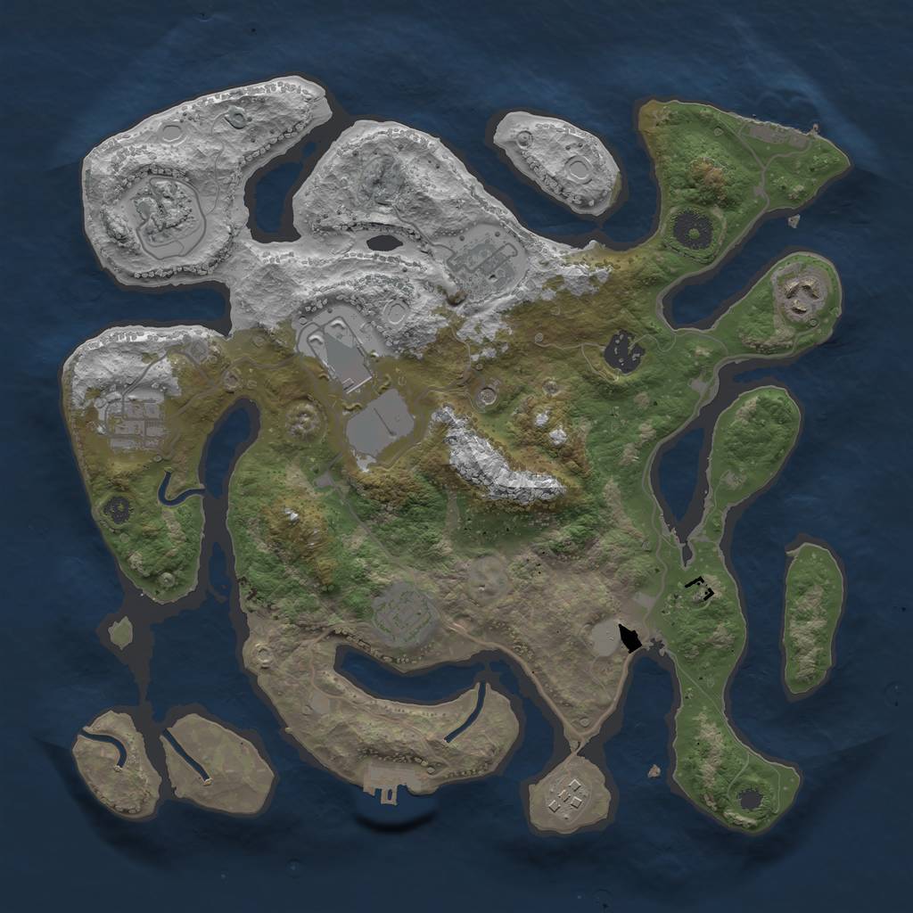 Rust Map: Procedural Map, Size: 3500, Seed: 379372312, 16 Monuments